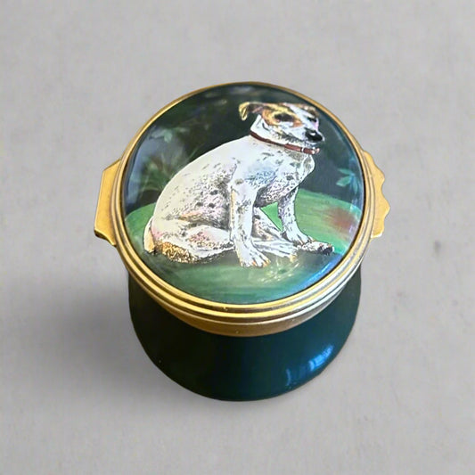 Halcyon Days Enamel Jack Russell Trinket Box- "Holly"