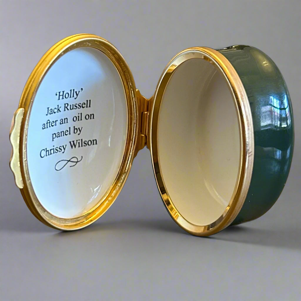 Halcyon Days Enamel Jack Russell Trinket Box- "Holly"