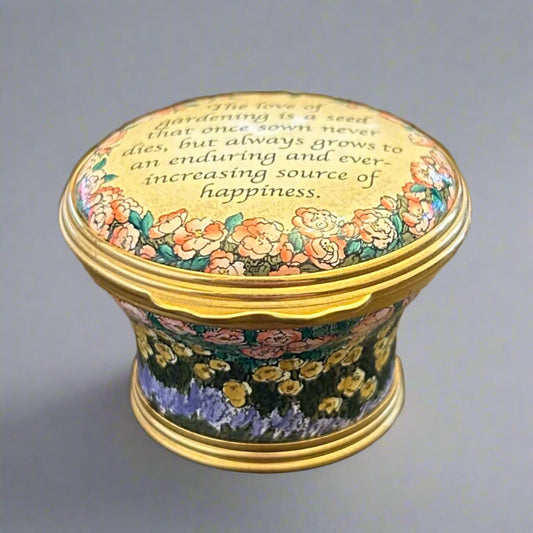 Halcyon Days Enamel Trinket Box - Design inspired by Gertrude Jekyll 1843-1932