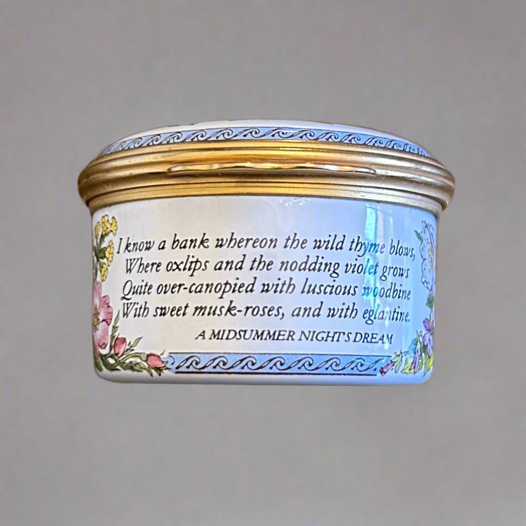 Halcyon Days Enamel Trinket Box - William Shakespeare's quotes from various plays.