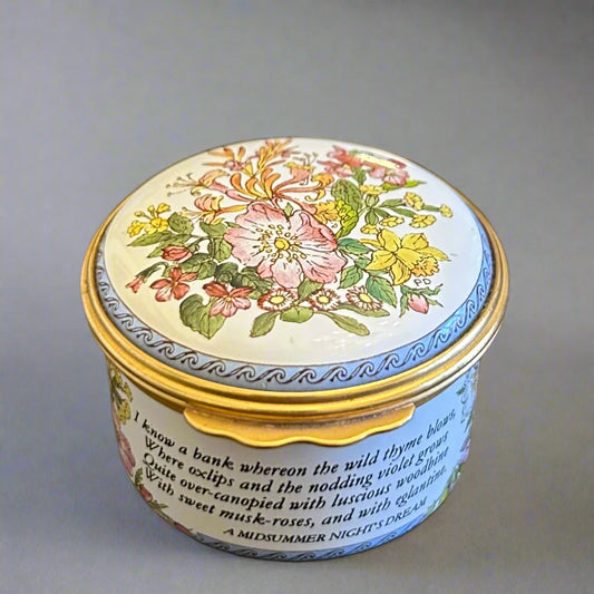 Halcyon Days Enamel Trinket Box - William Shakespeare's quotes from various plays.