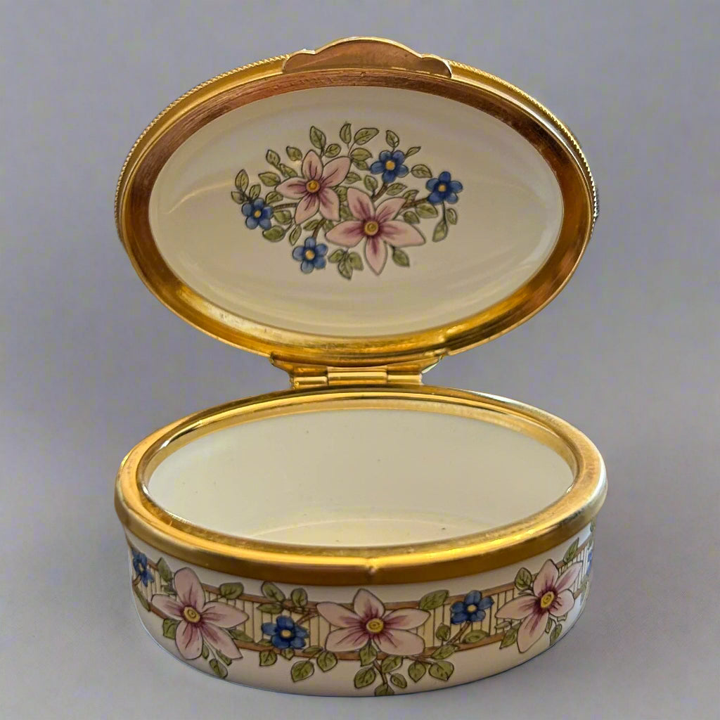 Staffordshire Enamels hand painted Trinket box