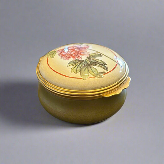 Cased Halcyon Days Enamels Pill Box - Redoute Rose