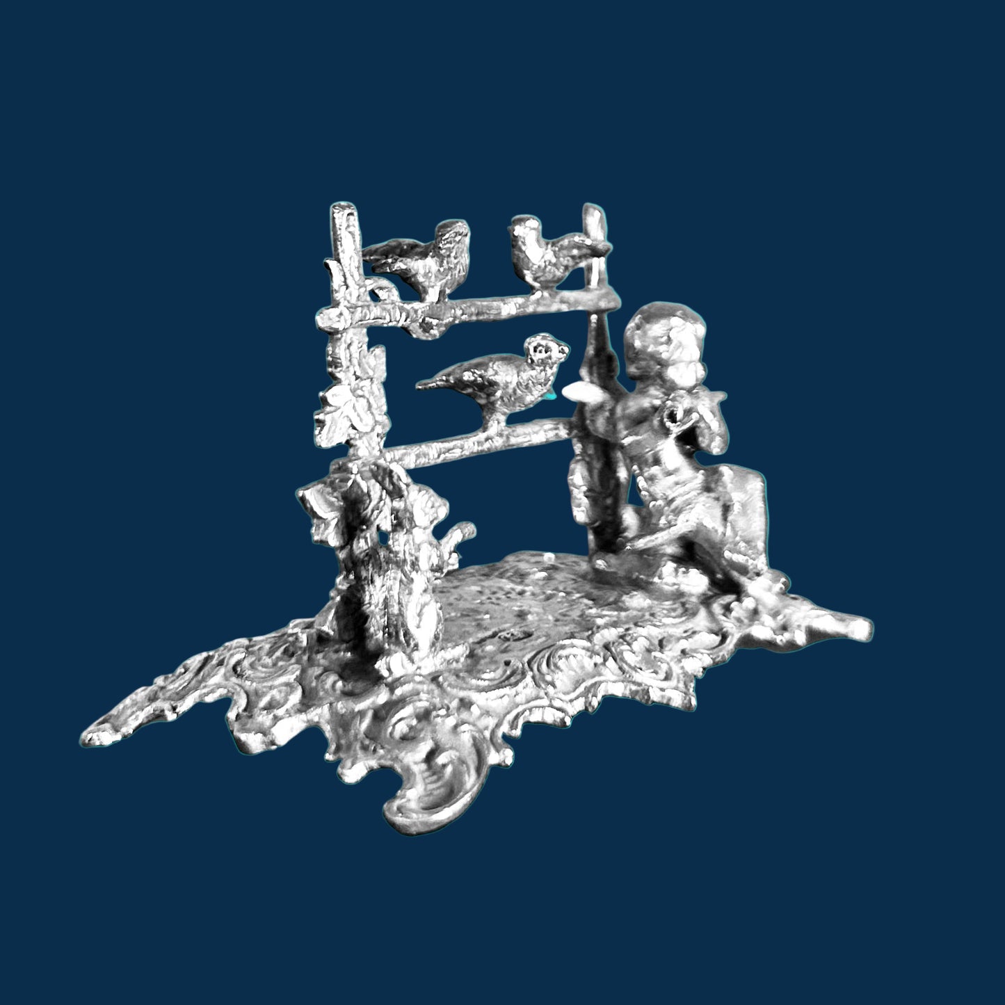 19th Century silver Miniature - Cupid playing the flute