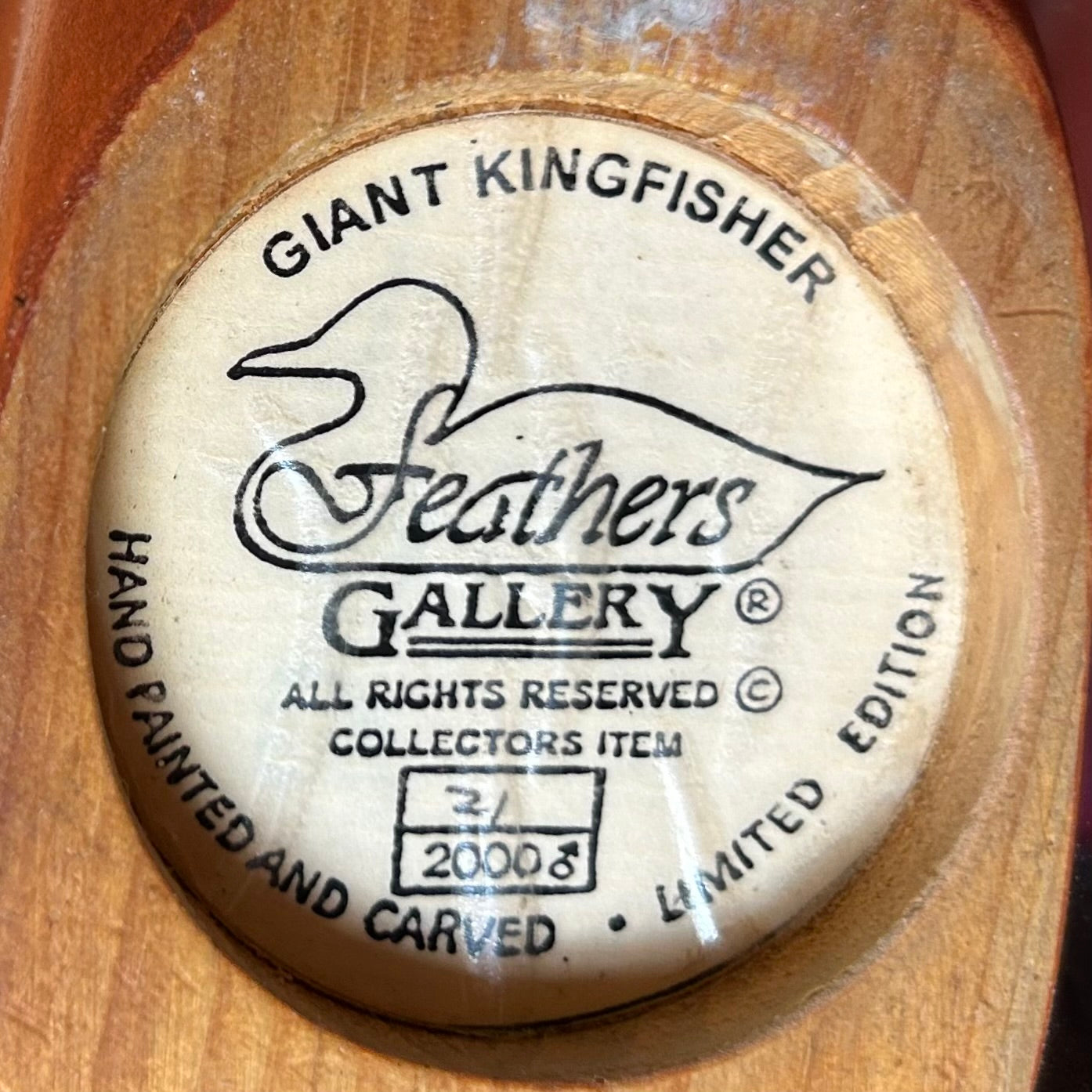 Feathers of Knysna Friends hand painted Giant Kingfisher