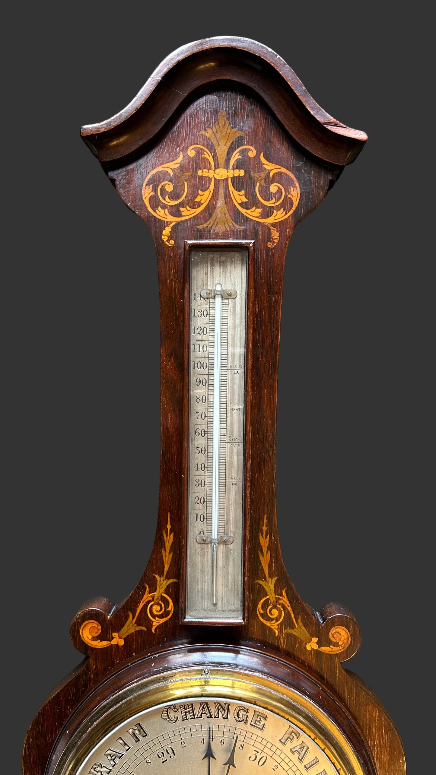An Edwardian inlaid rosewood Barometer, Circa 1900