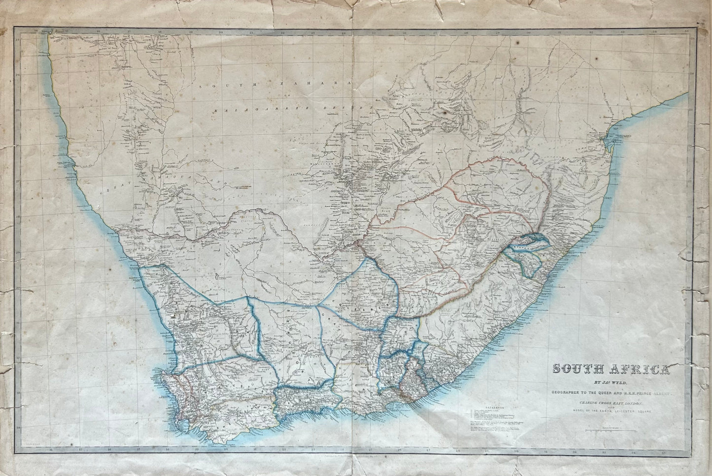 Large Mid 19th Century Map of South Africa - James Wyld , Circa 1850