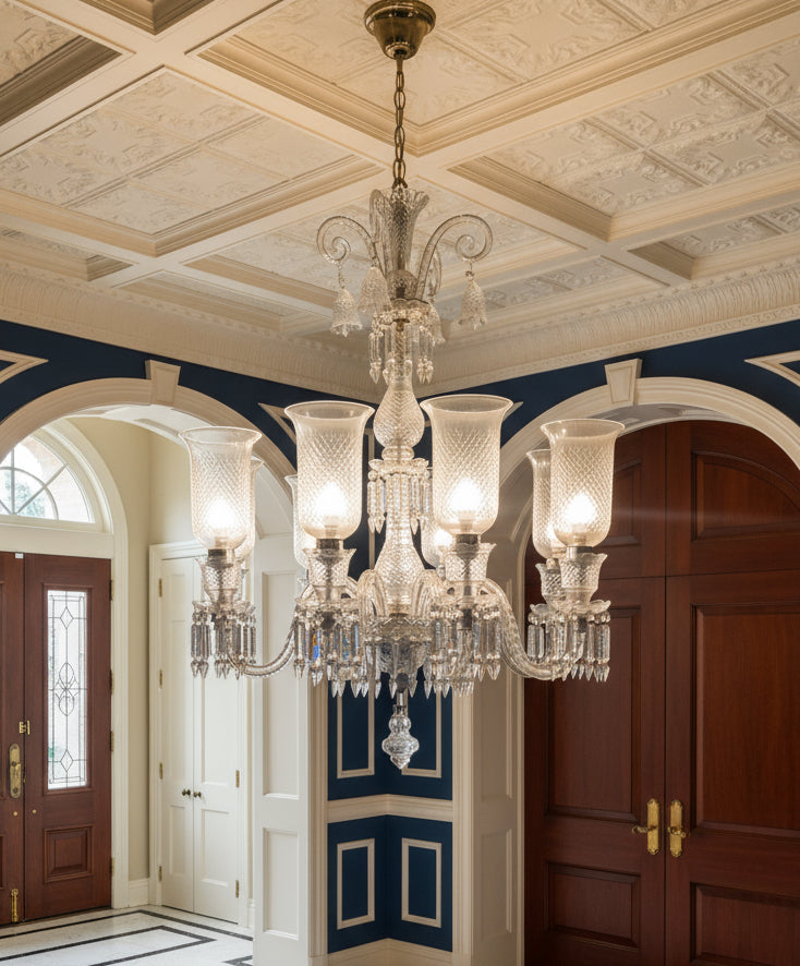 French Baccarat style eight light Glass Chandelier