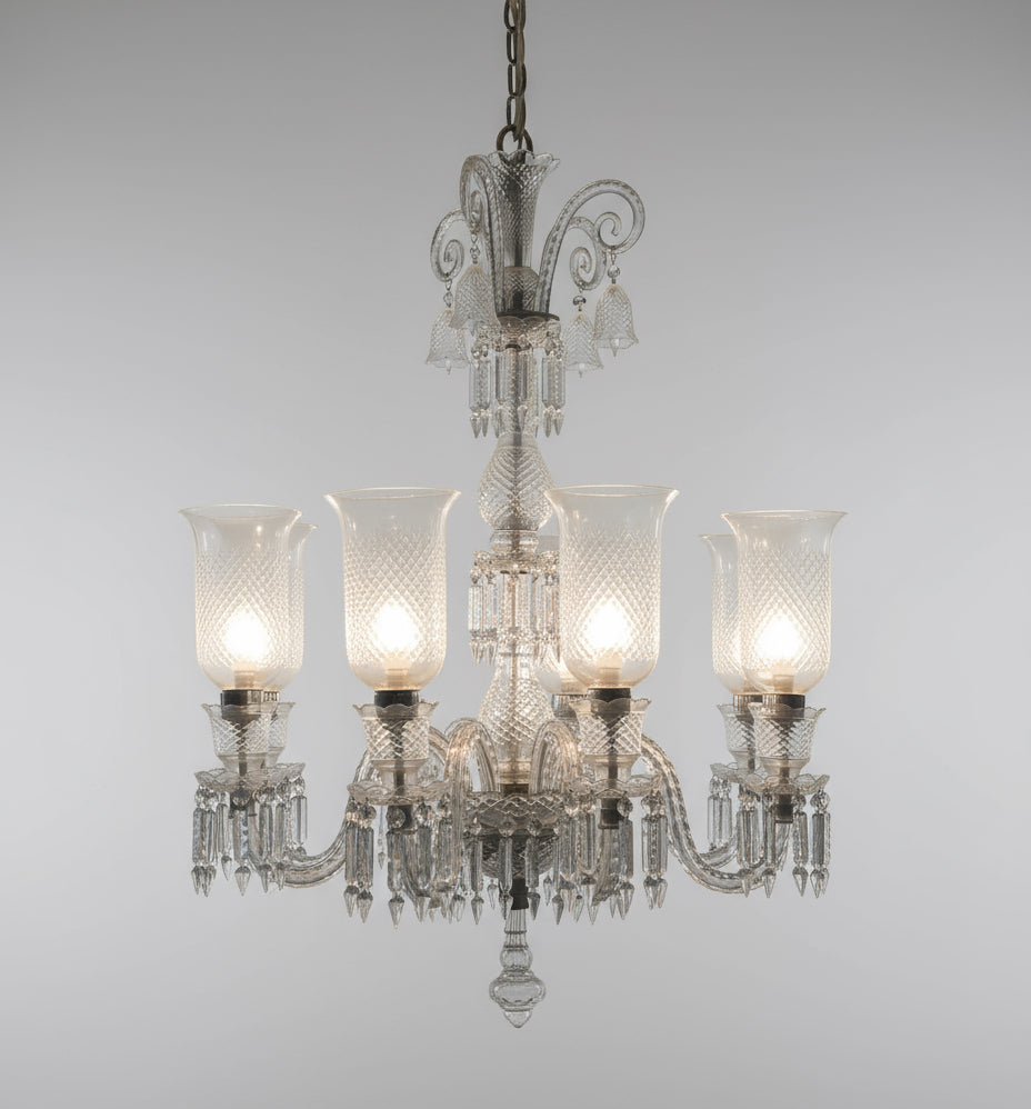 French Baccarat style eight light Glass Chandelier