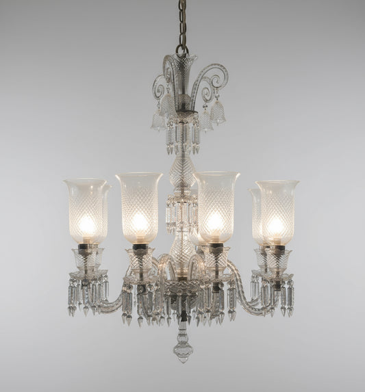 French Baccarat style eight light Glass Chandelier