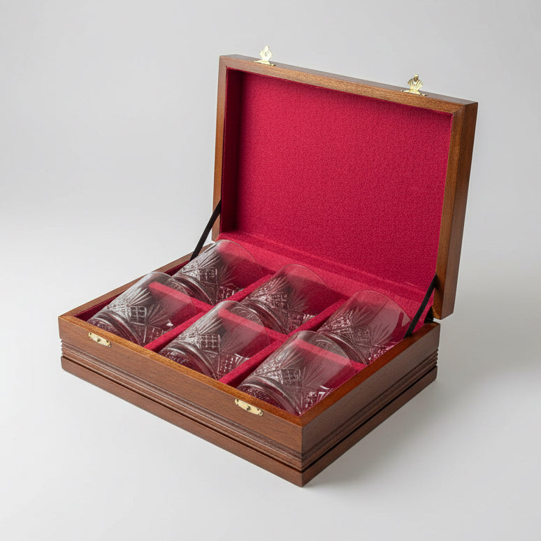 Cased set of six Somerset Crystal Whiskey Tumblers