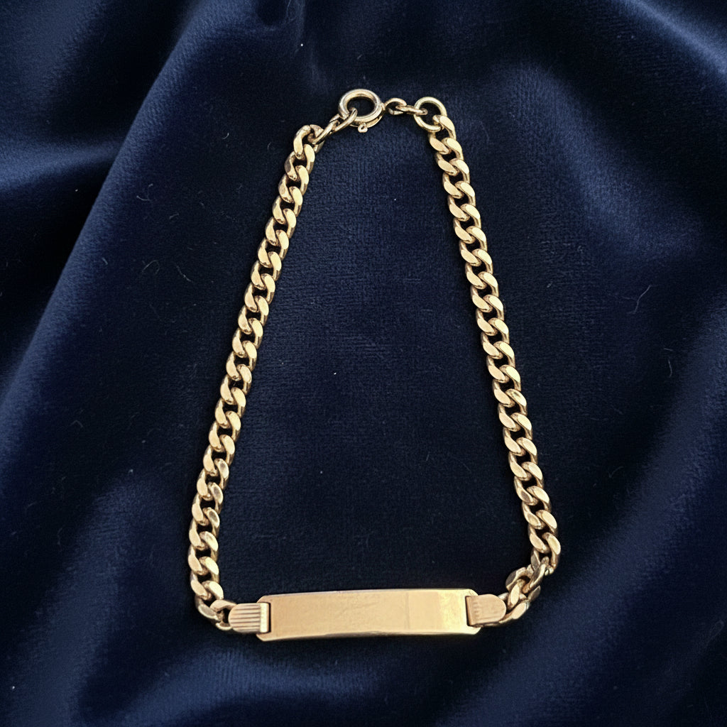 Italian 9 carat Gold ID Bracelet - 20cm, stamped and tested