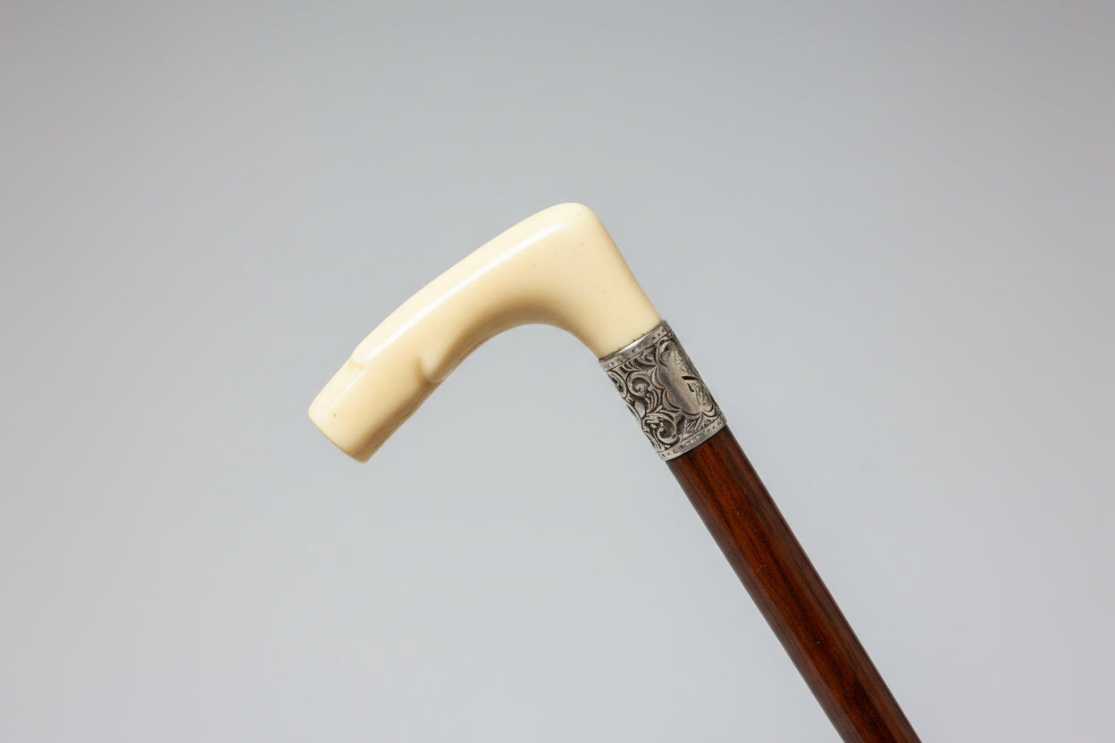 Early 20th Century Malacca Cane, with silver collar (unmarked but tested for silver) - SOLD