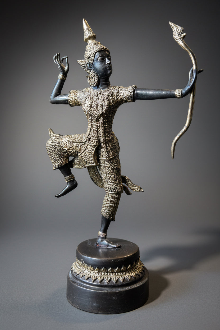 Vintage Thai bronze figurine of Prince Rama