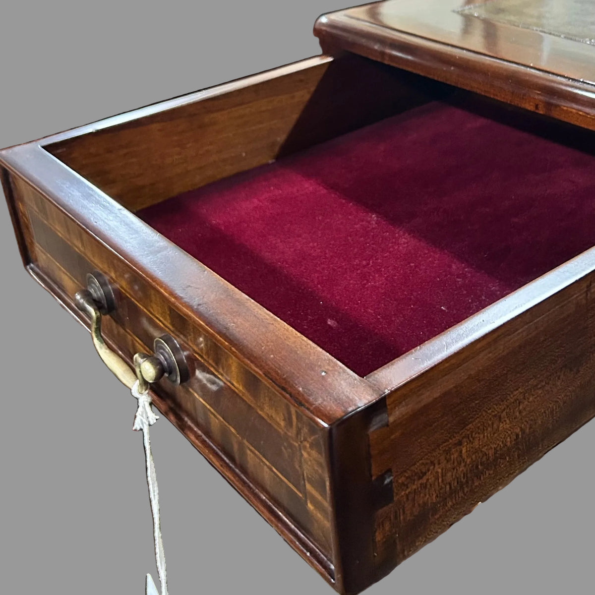 Leather topped inlaid mahogany Pedestal Desk