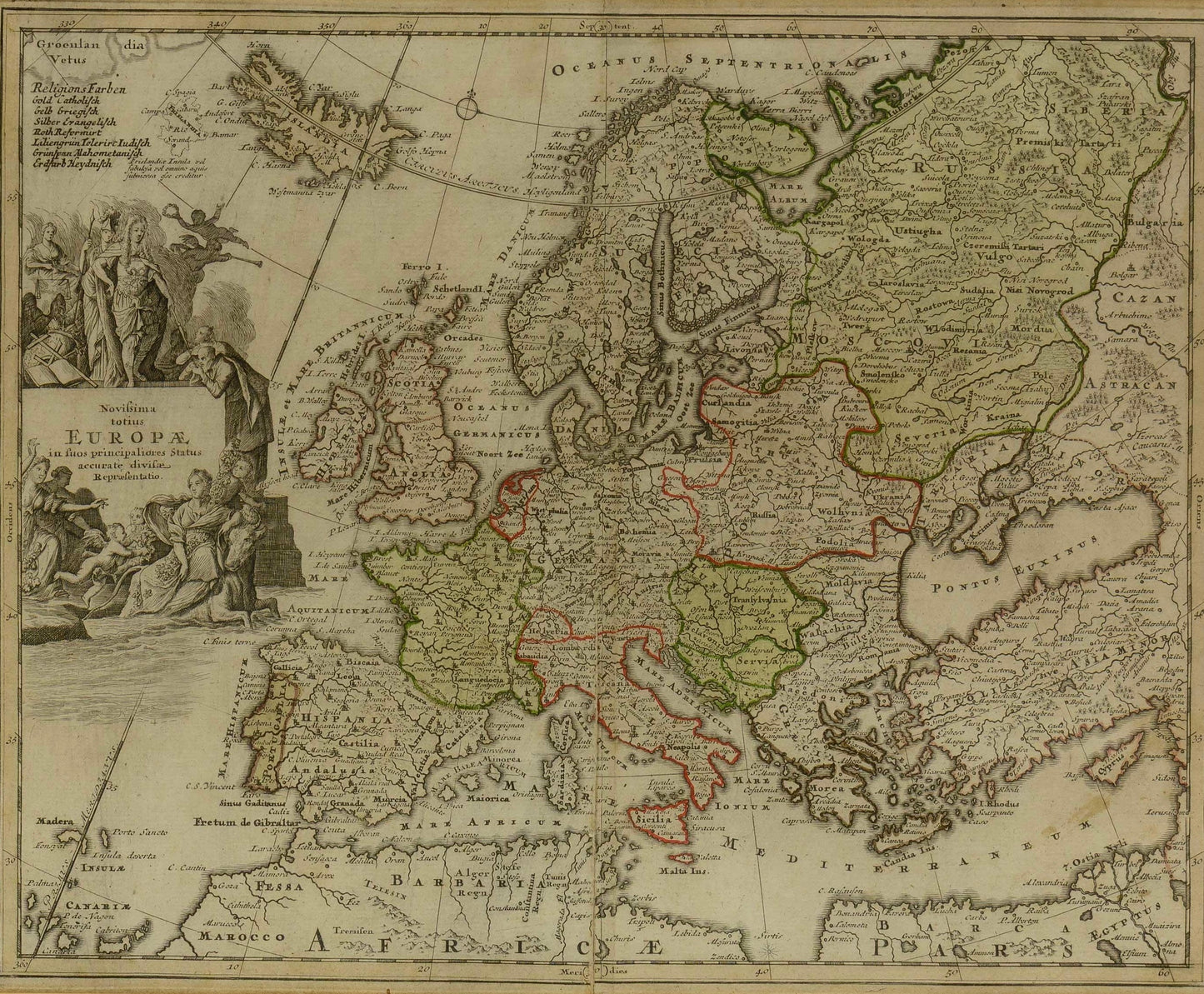 Novissima Totius Europae - MAP OF EUROPE - Christoph Weigel (1654 - 1725)