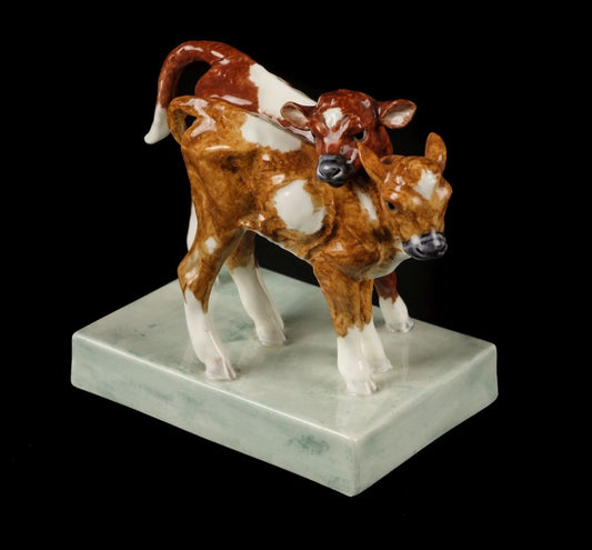 Royal Worcester. "Calves" modelled by Doris Linder 3146