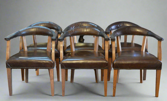 Contemporary oak and leather Chairs,