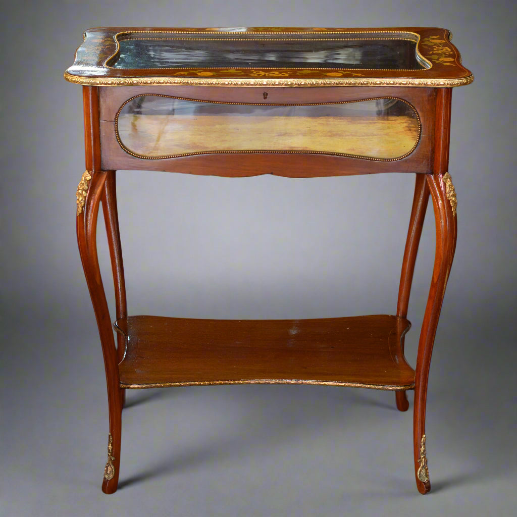 Victorian Mahogany Marquetry Bijouterie/Vitrine