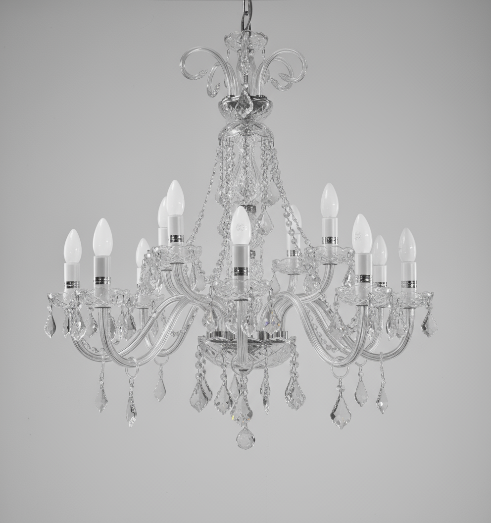 A pair of 12 light Crystal Chandeliers
