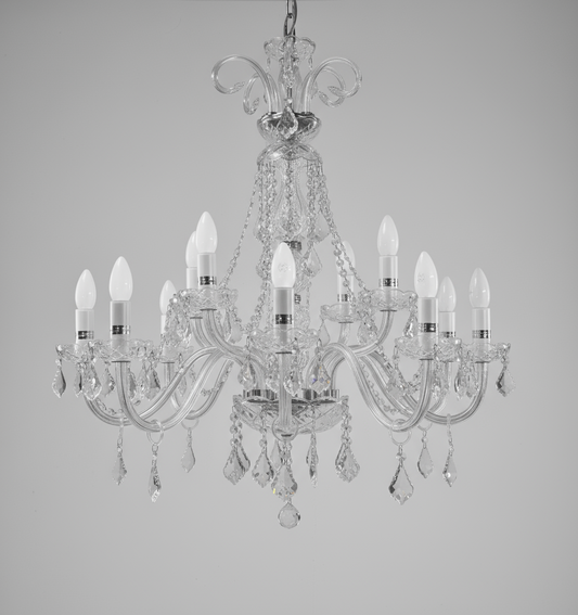 A pair of 12 light Crystal Chandeliers
