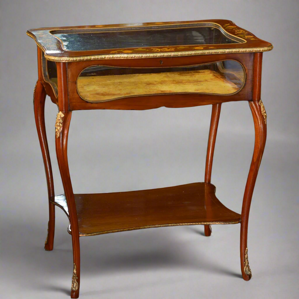 Victorian Mahogany Marquetry Bijouterie/Vitrine